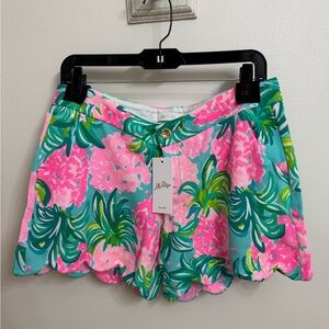 Lilly Pulitzer High Waist Floral Shorts - Pink and Green